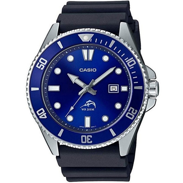 【CASIO】槍魚 藍面水鬼運動膠帶錶 日期顯示 200米防水 MDV-106B-2A 台灣卡西歐公司貨