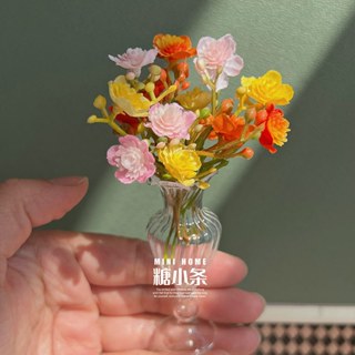 【預購】6分12分 迷你微縮塑膠花朵.花束.植物 花瓶擺件 OB11小布BJD娃用 娃娃屋傢俱場景擺設 袖珍傢俱
