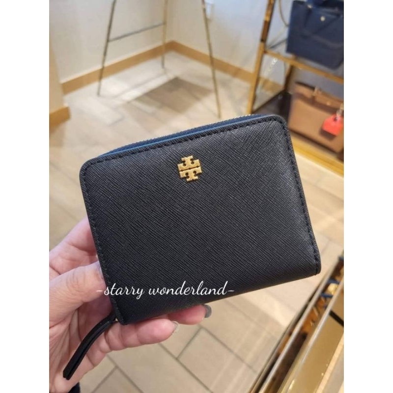 ☆現貨在台☆tory burch 十字牛皮防刮短夾 黑色 小錢包 卡包
