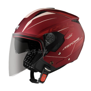 瀧澤部品 法國 ASTONE RST 半罩安全帽 AQ13 平倫敦紅 彩繪 內藏墨片 通勤 通風透氣 雙鏡片 輕量