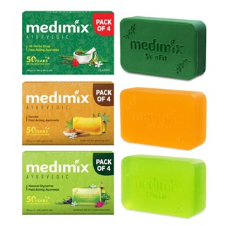 Medimix 印度皇室藥草浴美肌皂 大顆200克四入組 福利品/即期品廉售