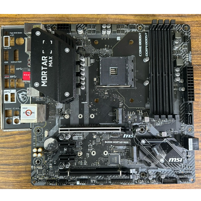 微星 B450M MORTAR MAX  AM4腳位/DDR4/雙M.2/二手良品附檔板