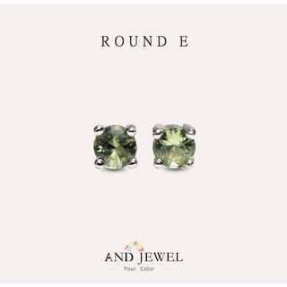 [安珠] 綠剛 剛玉 綠色 圓形 4mm 耳環 經典系列 Round E 寶石銀飾 AND JEWEL