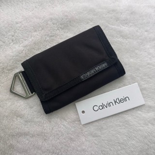 【二手出清】Calvin Klein 尼龍三折短夾 男士錢包 CK 工裝風(黑色)