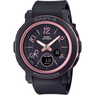 CASIO 卡西歐 BABY-G 緞帶雙顯女錶-黑/粉色 BGA-290RA-1A