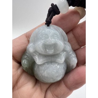 〔附證書〕天然翡翠-彌勒佛項鍊。