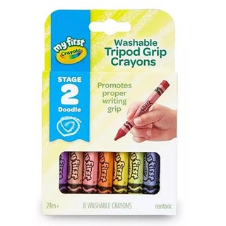 美國 繪兒樂Crayola 幼兒可水洗三角筆桿蠟筆8色【安琪兒婦嬰百貨】