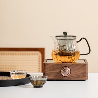 紅芳庭【菊瓣玻璃 泡茶壺】耐熱玻璃壺 臺北門市現貨 琉璃把 茶壺茶具 純手工壺 玻璃壺 花茶壺 菊辦條紋壺