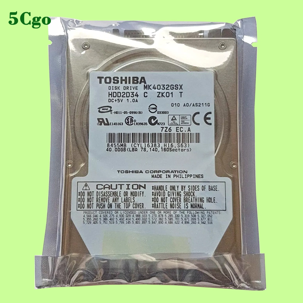 5Cgo.【含稅】庫存新品Toshiba/東芝 MK4032GSX 40GB 5.4K轉 SATA串口 2.5吋筆電機械