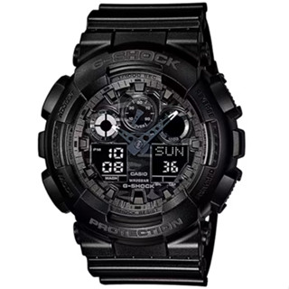 【CASIO 卡西歐】G-SHOCK系列 酷炫迷彩設計雙顯電子 黑灰 GA-100CF-1A 51.2mm
