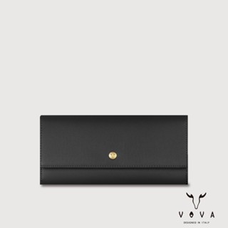 【寧寧精品】臺中35年老店 沃汎 VOVA IRIS 艾莉絲系列 黑色 藍色 壓釦式牛皮長夾 VA137W022BK