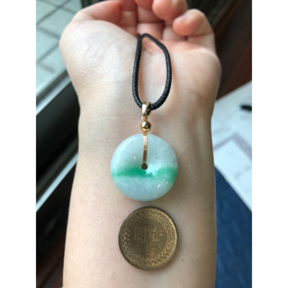 緬甸玉天然A貨翡翠玉墜 糯冰種 白底青 陽綠 平安扣