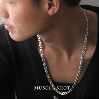 【MS】鈦鋼鎖骨鍊【臺灣現貨】男項鍊飾品穿搭韓版ins潮流極簡純銀古巴鏈飾品嘻哈金鎖骨鍊頸鏈韓系美式休閒日常小重金屬復古