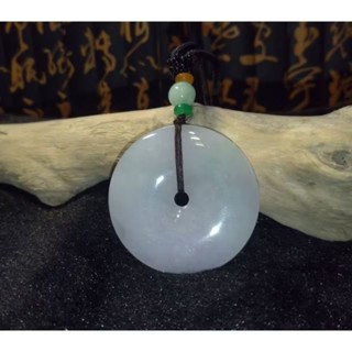 高階冰糯種春帶彩平安扣~天然緬甸玉A貨翡翠~45mm
