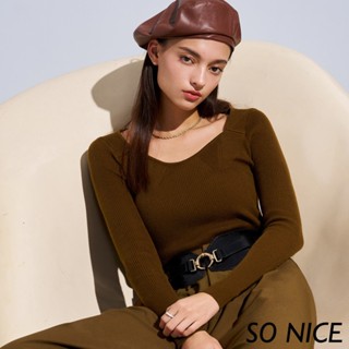 SO NICE【特惠】羊毛混紡針織寬領上衣｜都會時尚女裝 【58340078】