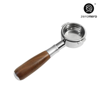 【zeroHero】義式咖啡機雙耳無底手柄58mm /義式咖啡/無底/壓粉/佈粉/304不鏽鋼/實木/58mm