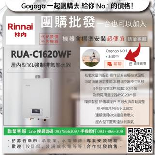《清倉大拍賣．禮卷大方送》林內RUA-C1620WF 屋內型16L強制排氣熱水器【僅標準安裝費】
