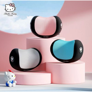 《現貨正版》Hello kitty汽車頭枕車用護頸枕車內靠枕記憶棉腰靠座椅可愛車載頸椎枕頭 藍色