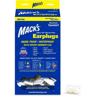 Mack's 成人 白色 矽膠耳塞 黏土耳塞 200對【每對獨立包裝】macks Pillow Soft Silicon