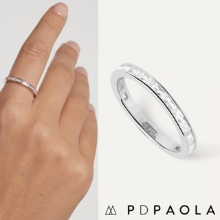 pd paola 西班牙時尚潮牌 祖母綠切割鑽 優雅簡約銀色戒指 viena