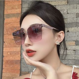 韓系無邊框切邊時尚優雅高質感仙女氣質太陽眼鏡 精緻流行墨鏡百搭抗uv遮陽眼鏡 74352