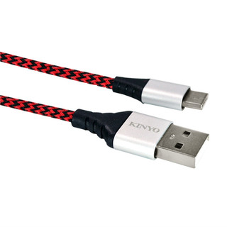 【KINYO直營】2.4A Type-C 交錯格紋急速充電傳輸線2M (USB)