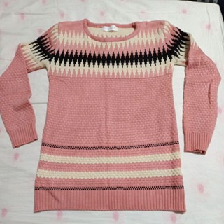 二手，tokyo fashion粉紅色長版長袖針織上衣，尺寸F。