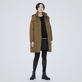 MUJI 無印良品 女撥水加工羽絨大衣外套 褐色 (M) 全新 日本帶回