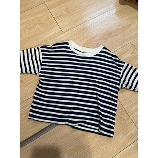 UNIQLO秋冬長袖圓領上衣 條紋 100