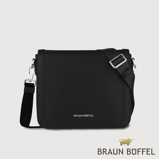 【BRAUN BUFFEL】摩森 橫式斜背包-黑色(德國小金牛台灣總代理)/BF562-61-BK