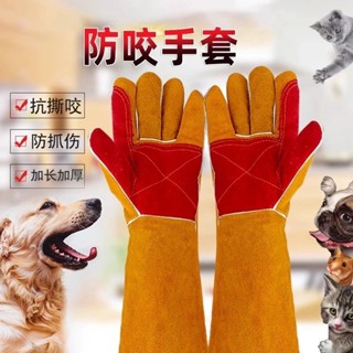 寵物防咬手套防貓抓狗咬寵物洗澡洗澡訓犬電焊焊接工作牛皮手套