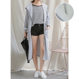 「M~XL。臺灣現貨」2色 前口袋 開襟長版 連帽外套 (O1012)