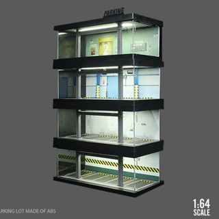 MA 1:64 工業風主題停車場 模型燈光收納盒 小車防塵箱 停車場背景 MINIGT 多美 風火輪適用 車庫氣氛
