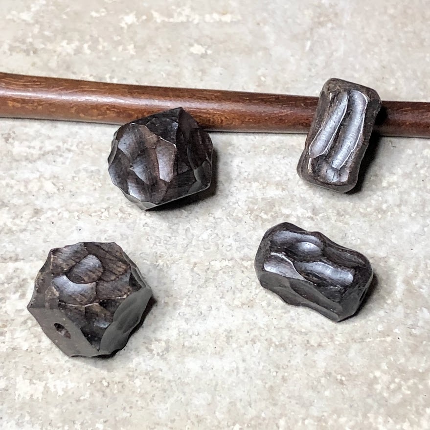 木頭 黑檀木 配件 DIY飾品配件/小摳飾品配件/(兩款)天然黑檀木錘紋桶珠G420~純天然黑檀木,無染色
