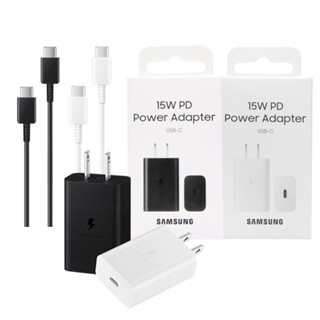 Samsung 三星原廠官方15W 盒裝旅充頭T1510 + 三星製造 雙Type C充電線組合【Galaxy A系列】
