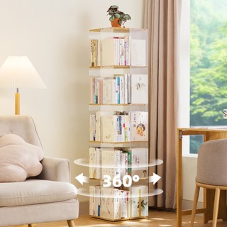 🌟新北出貨🌟旋轉書櫃 旋轉書架 360°旋轉 書櫃 書架 繪本架 直立式書架 置物架 家用落地置物架 透明可視