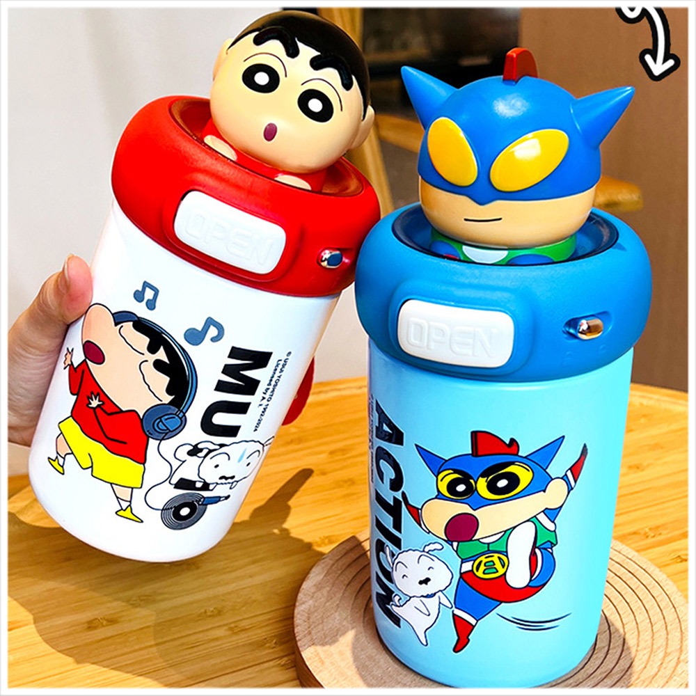 天藍小舖- 600ML蠟筆小新人物公仔吸管保溫杯 600ML-共4色-A11114887
