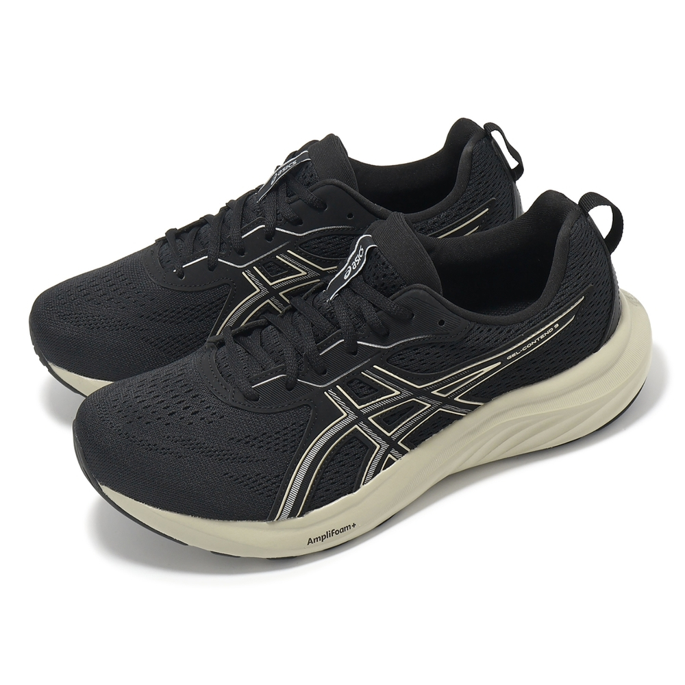 ASICS GEL-CONTEND 9 男慢跑鞋 4E-超寬楦  黑奶茶白 1011C001-001【S.E運動】