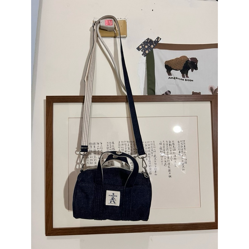 Porter International 牛仔藍圓筒迷你側背包