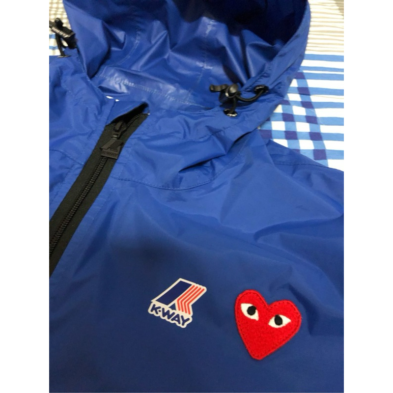 二手 CDG x K-WAY 藍色衝鋒衣XL