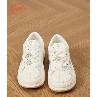 Daphne/達芙妮旗下鞋櫃正品2024新款貝殼頭小白鞋 時尚百搭網面新中國風休閒鞋厚底板鞋 全新庫存清倉 挑戰最低價