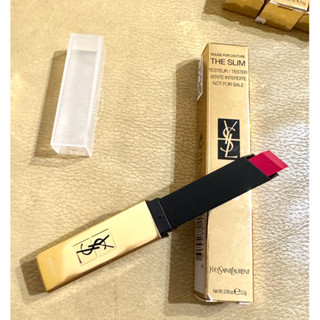 YSL 奢華緞面絲絨唇膏 小金條 #8桃紅色 透明蓋tester版 全新臺灣公司貨 專櫃唇膏 顯白滿分