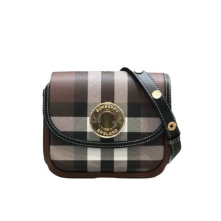 "限時降價 "-Burberry 80696571 小款 Elizabeth 格紋小方包 暗樺木棕色《2024季度新品》