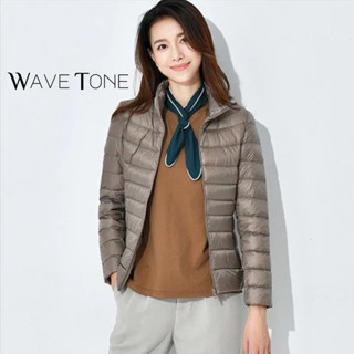WAVE TONE〖女款無帽 XL-5XL 6色〗輕量透氣高密度防潑水素色羽絨立領外套 加大羽絨外套 防水外套『777』