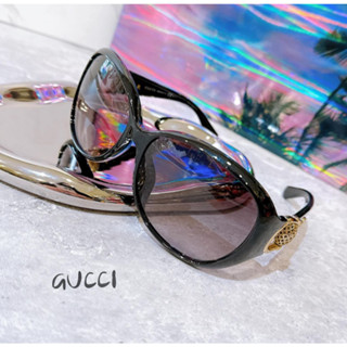 二手旗艦 GUCCI 黑色 鏡框 咖啡色鏡片 太陽眼鏡 (中友店)