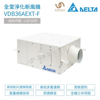 台達電子 DELTA 全室淨化新風機 正壓PM2.5管道扇 VDB36AEXT-F 全電壓 不含安裝