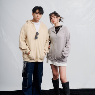 OB嚴選 尼克&Ashly．保暖內刷毛織紋拼接連帽上衣 《AB18893》男女裝/大尺碼/現貨