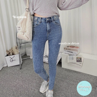 Waroom|高雄現貨實拍 🇰🇷正韓高腰彈性九分緊身小腳褲|女裝|牛仔褲|九分褲|緊身褲|彈性褲|丹寧褲|煙管褲9116