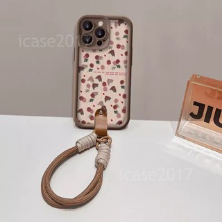 復古碎花掛繩手機殼蘋果iPhone 16E 15 14 Plus 13 12 11 Pro XS MAX i7保護套