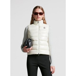 全新真品 Moncler Ghany 經典厚款拉鍊背心 大女童14Y 珍珠白色 約大人1號